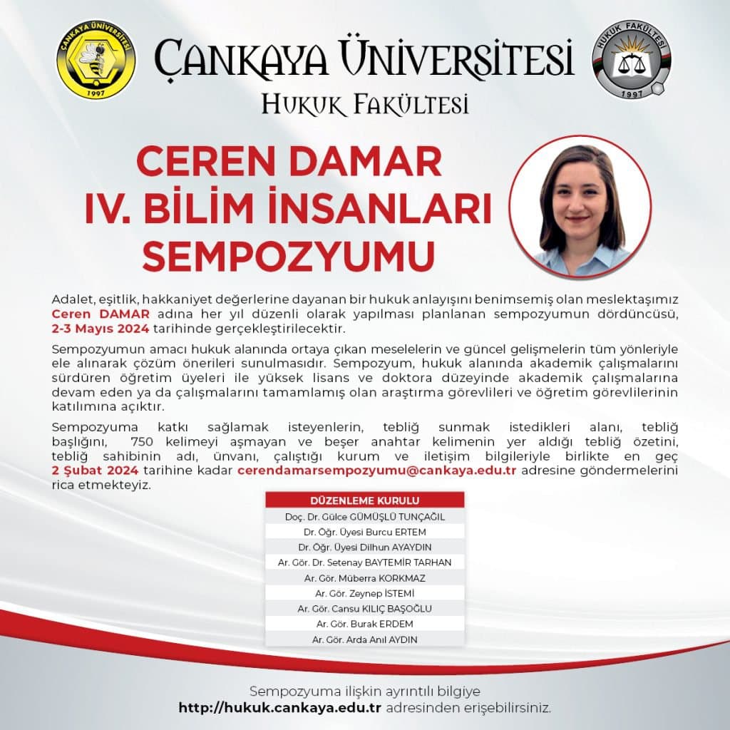Çankaya Üniversitesi Ceren Damar Sempozyumu afişi
