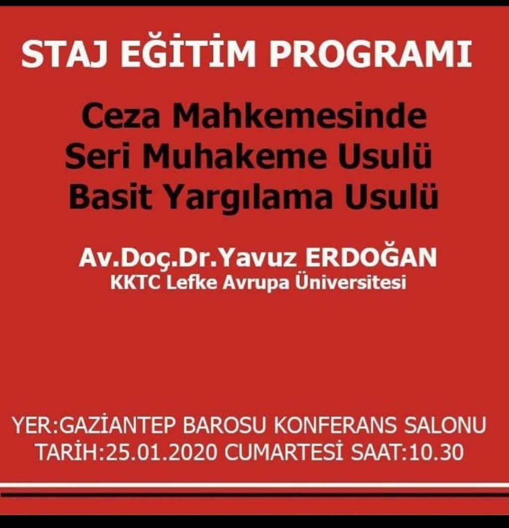 Gaziantep barosu seri muhakeme usulü afişi