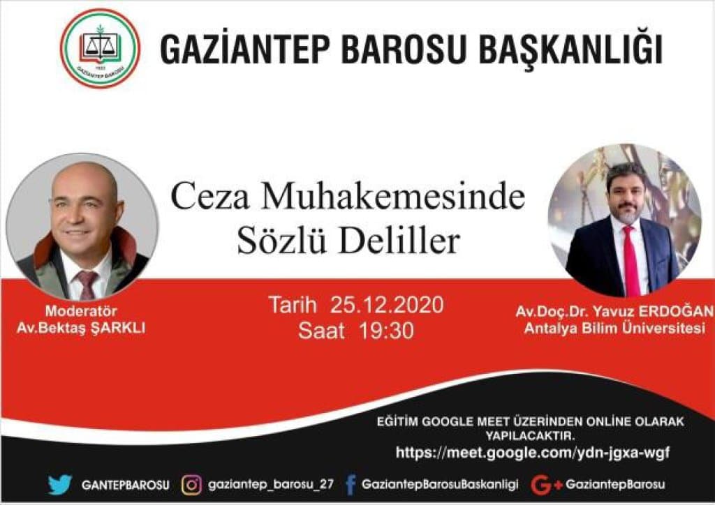 Gaziantep Barosu Sözlü deliller afişi
