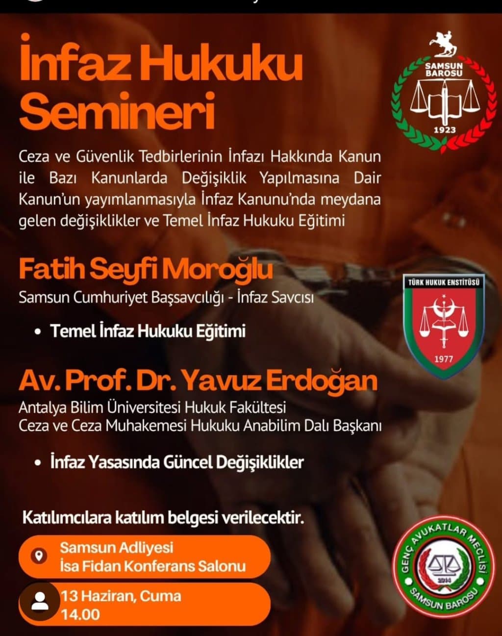 Samsun Barosu İnfaz hukuku afişi